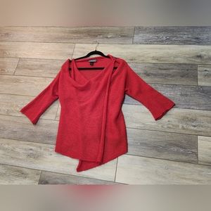 Wooden Ships red mohair blend cowl neck asymmetrical flare sleeve sweater